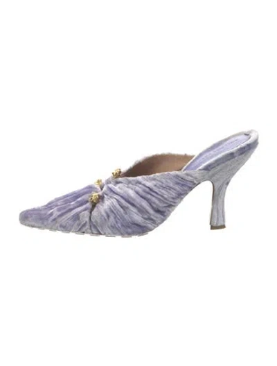 Pre-owned Bottega Veneta Velvet Mules In Purple