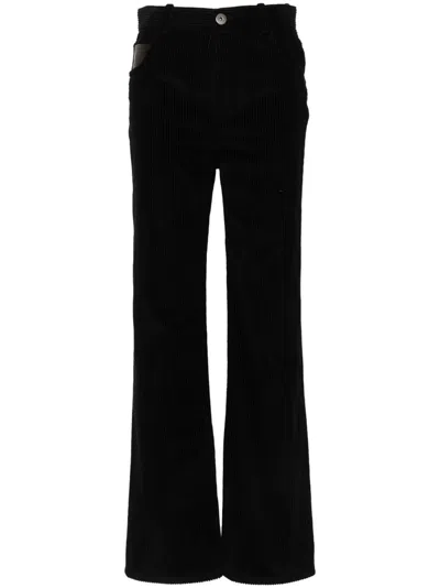 Bottega Veneta Women Velvet Straight Trousers In Black
