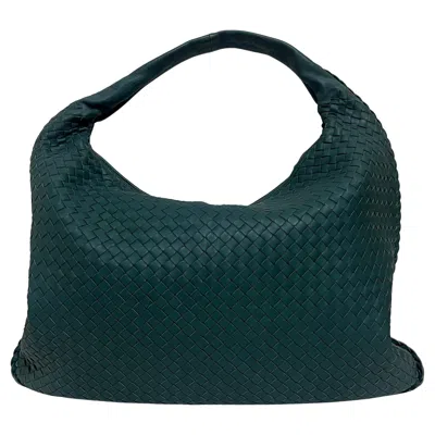Pre-owned Bottega Veneta Veneta Hobo Maxi Teal Green Intrecciato Leather Bag 54cm