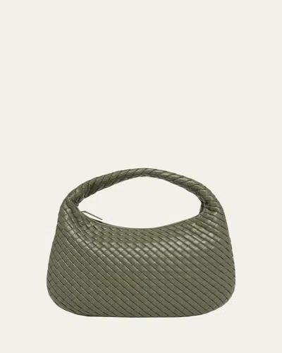 Bottega Veneta Veneta Medium Leather Hobo Bag In Green