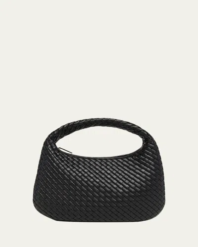 Bottega Veneta Veneta Medium Leather Hobo Bag In Black