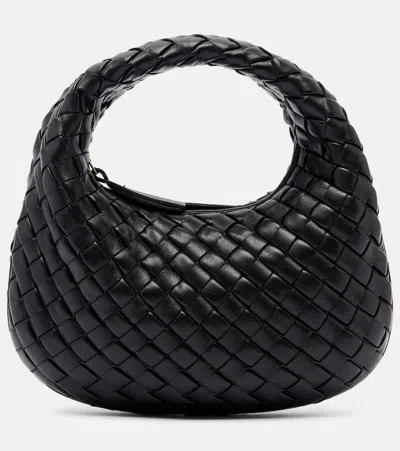 Bottega Veneta Veneta Small Leather Shoulder Bag In Black