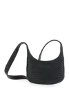 Bottega Veneta 'veneto' Black Shoulder Bag With Fixed Shoulder Strap And All-over Intrecciato Motif