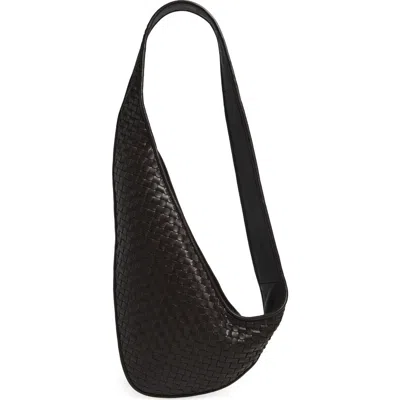 Bottega Veneta Veneto Intrecciato Leather Sling Bag In Silver
