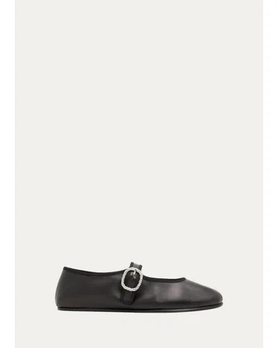 Bottega Veneta Veneziana Nappa Leather Ballerina Flats In Black