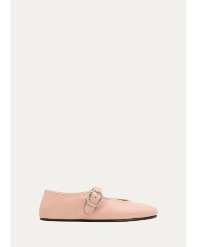 Bottega Veneta Veneziana Nappa Leather Ballerina Flats In Pink