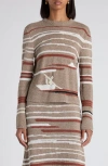 Bottega Veneta Striped Jacquard-knit Linen And Cotton-blend Sweater In Brown