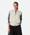 Bottega Veneta Twill Vest With Ribbed Collar And Hem In Neutral