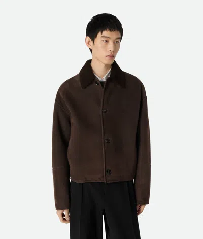 Bottega Veneta Veste En Shearling Mérinos Feutré In Brown