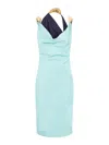 Bottega Veneta Midi Dress In Suede Leather In Blue