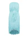 Bottega Veneta Sky Blue Fringed Midi Dress In Blue