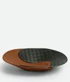 Bottega Veneta Interlocking Leather Tray In Cognac/dark Green