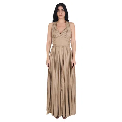 Pre-owned Bottega Veneta Vintage  F/w 2009 Tan Pleated Gown In Brown