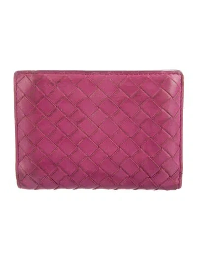 Pre-owned Bottega Veneta Vintage Compact Flap Wallet In Purple