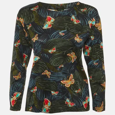 Pre-owned Bottega Veneta Vintage Green Printed Jersey T-shirt S