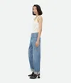 Bottega Veneta Blue Vintage Medium Indigo Turned Up Denim Jeans In Mid Blue