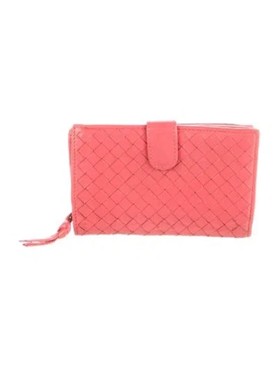 Pre-owned Bottega Veneta Vintage Intrecciato Weave Wallet In Pink