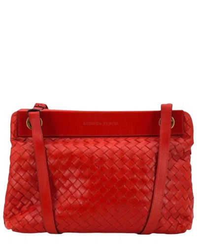 Bottega Veneta Vintage Leather Tote Bag Intrecciato (authentic Pre-loved) In Red