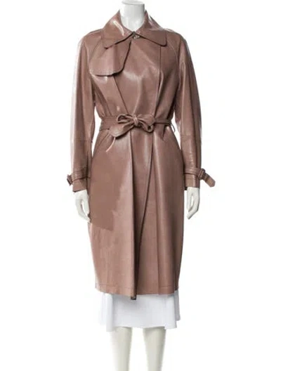 Pre-owned Bottega Veneta Vintage Leather Trench Coat In Pink