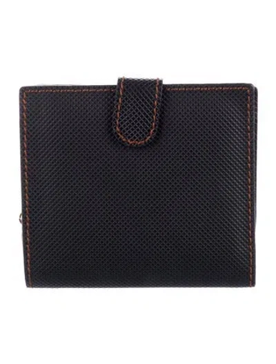 Pre-owned Bottega Veneta Vintage Marco Polo Compact Wallet French Purse In Black