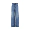 Bottega Veneta Jeans In Cotone Con Patch Posteriore In Pelle In Blue