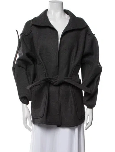 Pre-owned Bottega Veneta Virgin Wool Coat In Grey
