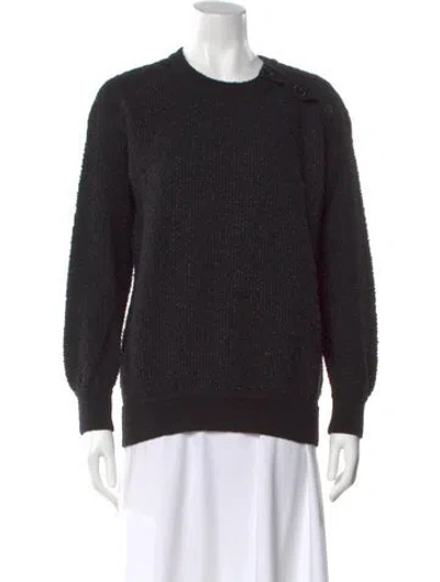 Pre-owned Bottega Veneta Virgin Wool Crew Neck Sweater In Black