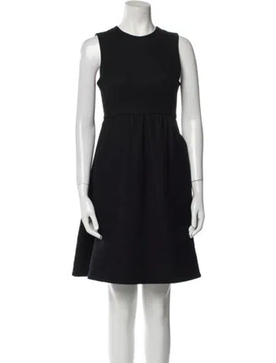 Pre-owned Bottega Veneta Virgin Wool Mini Dress In Black