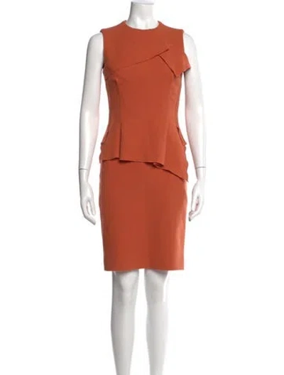 Pre-owned Bottega Veneta Virgin Wool Mini Dress In Orange