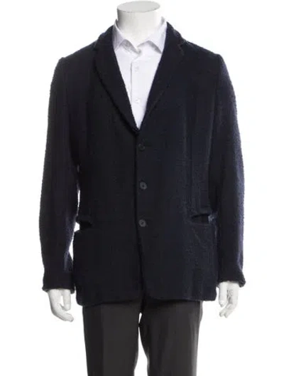 Pre-owned Bottega Veneta Virgin Wool Peacoat In Blue