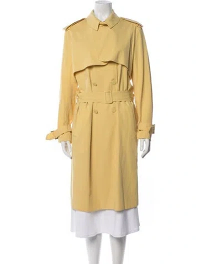 Pre-owned Bottega Veneta Virgin Wool Trench Coat In Yellow