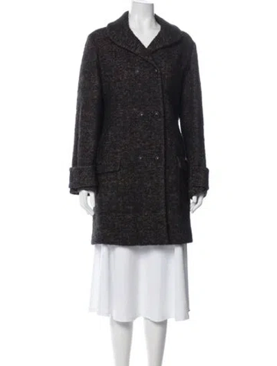 Pre-owned Bottega Veneta Virgin Wool Tweed Pattern Coat In Black
