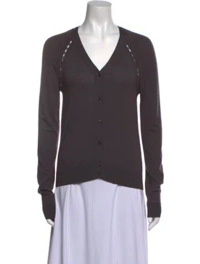 Pre-owned Bottega Veneta Virgin Wool V-neck Sweater In Gray