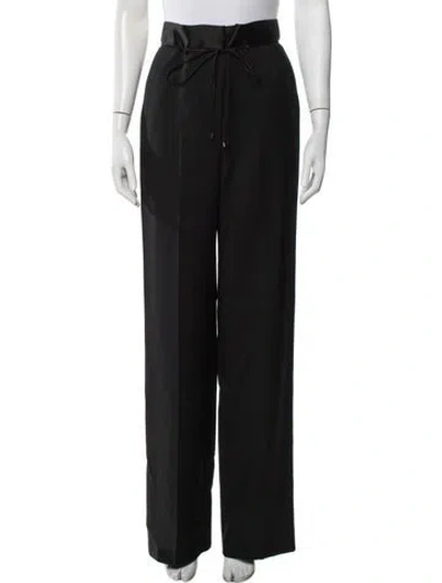 Pre-owned Bottega Veneta Virgin Wool Wide Leg Pants In Black