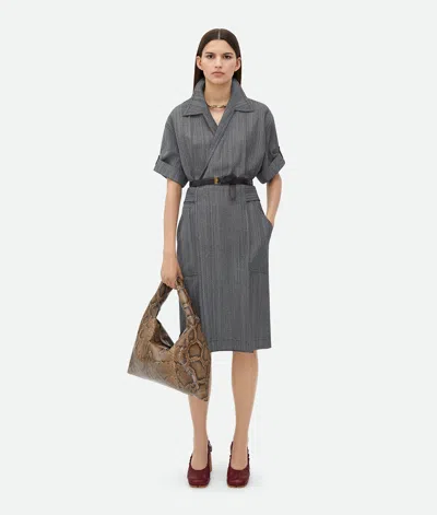 Bottega Veneta Viscose And Silk Dress In Charcoal/nickel