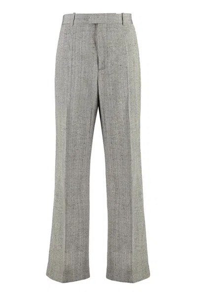 Bottega Veneta Viscose And Silk Flared Pants In Gray