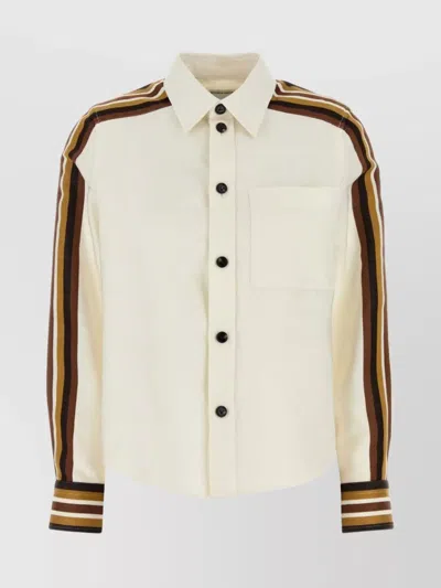 Bottega Veneta Viscose Blend Shirt Chest Pocket In Neutral