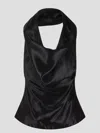 Bottega Veneta Top Drappeggiato In Viscosa Fluida In Black