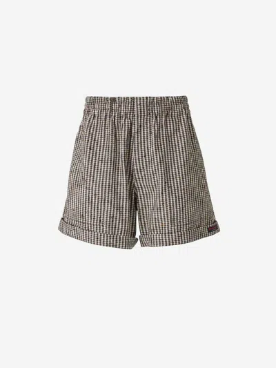 Bottega Veneta Viscose Checked Bermuda Shorts In Beige