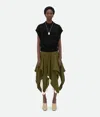 Bottega Veneta Viscose Double Layer Skirt In Olive Oil/ Dove