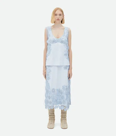 Bottega Veneta Lace Embroidered Viscose Dress In Blue