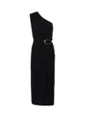 Bottega Veneta One-shoulder Cutout Gathered Embellished Crepe-jersey Midi Dress In Black