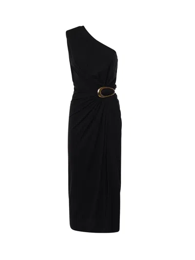 Bottega Veneta Draped One-shoulder Midi Dress In Multi