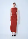 Bottega Veneta Hardware-gathered Jersey Maxi Dress In Burgundy