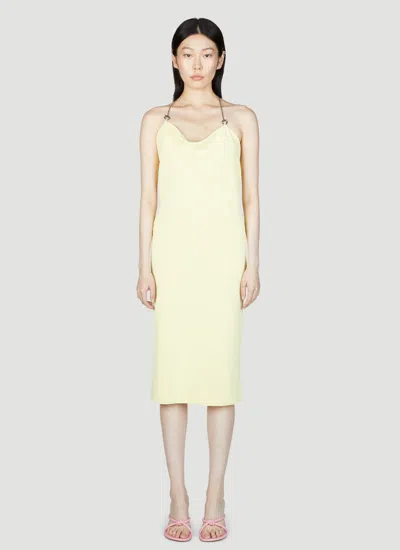 Bottega Veneta Viscose Long Dress With Chain In Yellow