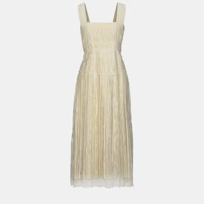 Pre-owned Bottega Veneta Viscose Midi Dress 40 In Cream