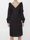 Shop Bottega Veneta Viscose Midi Dress In Black