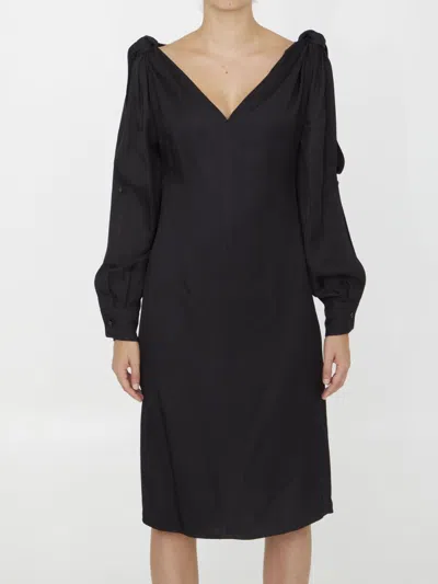 ワンピース BOTTEGA VENETA FW23 VISCOSE MIDI DRESS (750275_V35B01000) black knot detail viscose midi dress BOTTEGA VENETA 750275