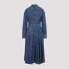 Bottega Veneta Viscose Midi Dress Flared Skirt In Blue