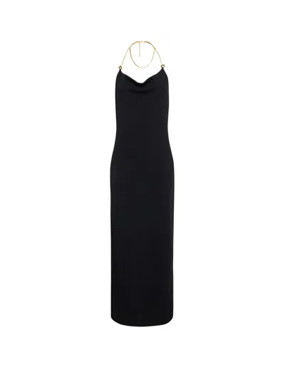 Bottega Veneta Viscose Midi Dress With Chain Detail In Black